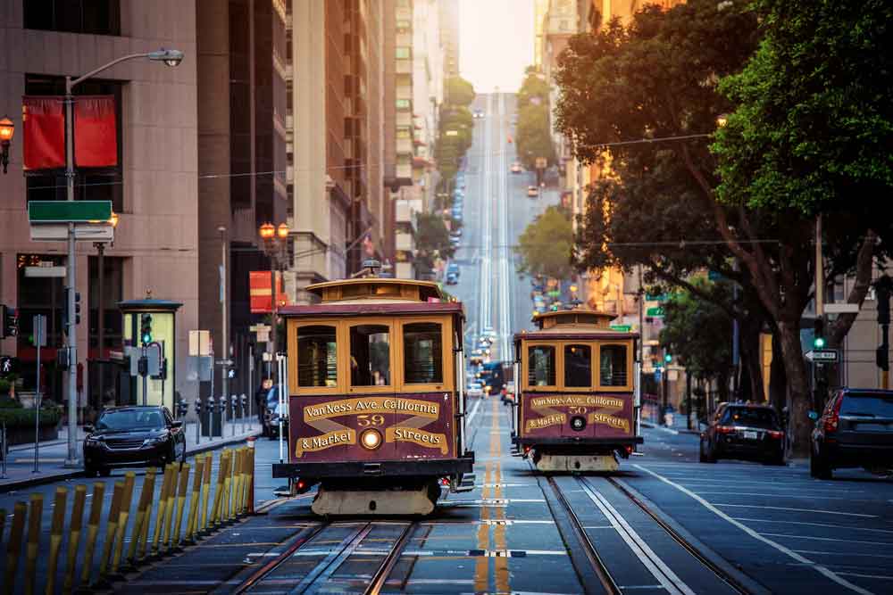 San Francisco Trolley on Street